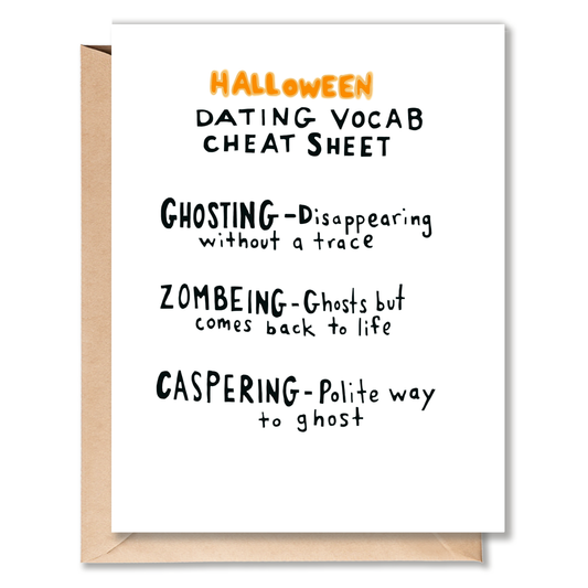 HALLOWEEN DATING CHEAT SHEET CARD