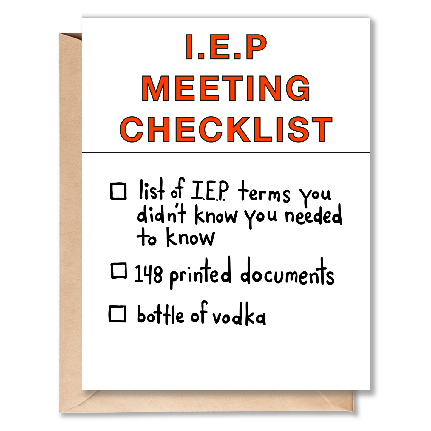 I.E.P. MEETING CHECKLIST CARD