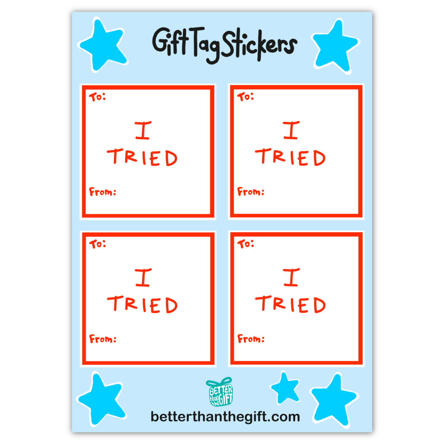 I TRIED GIFT TAG STICKER SHEET