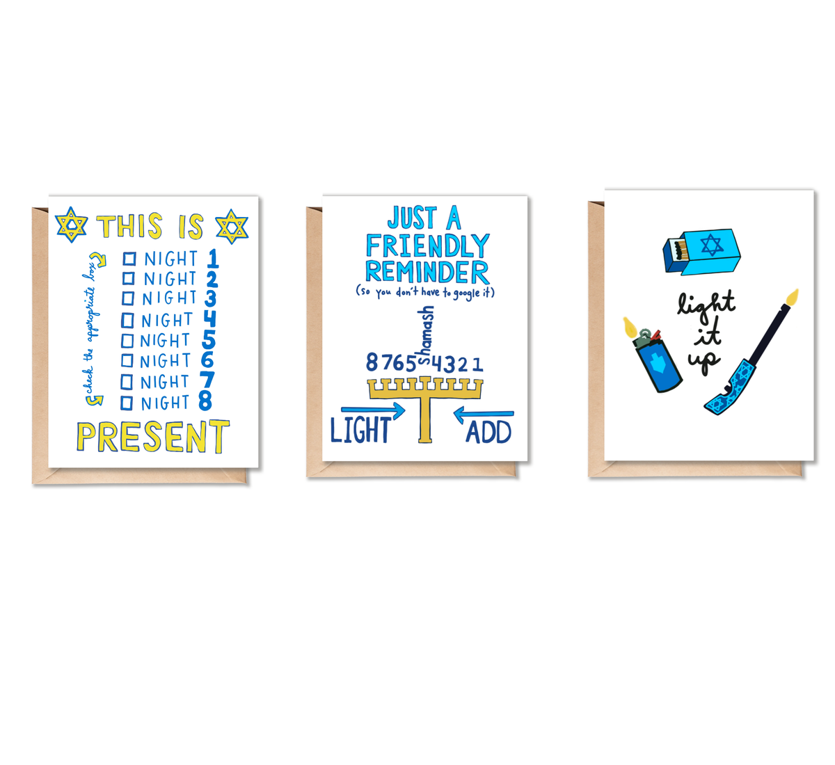 Hanukkah Cards: One for each night